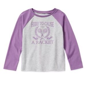 NWT Here to Cause a Racket Toddler Long Sleeve Tee Shirt Size 3T Okie Dokie